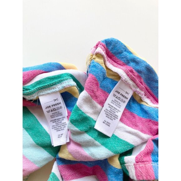 Girls' JOE FRESH Multi Rainbow Striped Viscose Crepe Tank Shorts Set, Size 4 - Picture 9 of 11